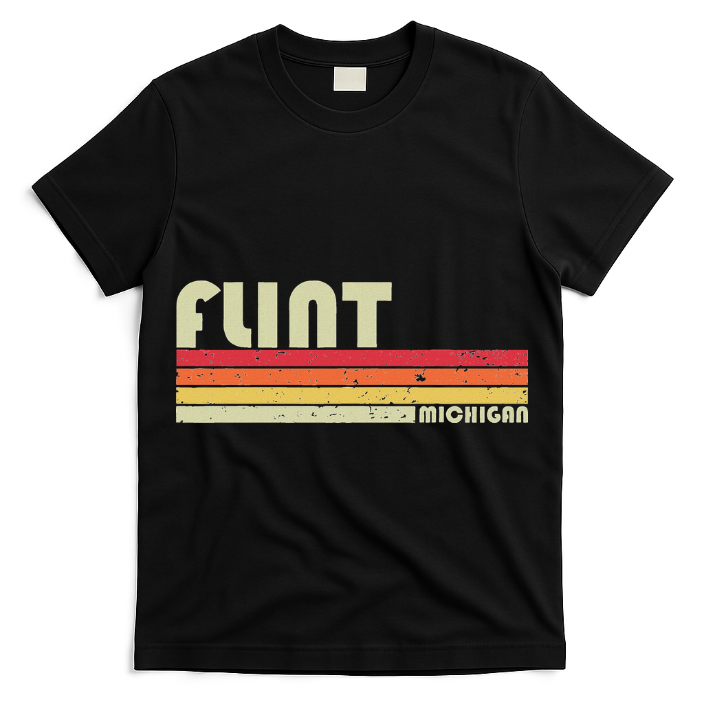 Flint Mi Michigan Funny City Home Roots Gift Retro 70s 80s T-Shirt