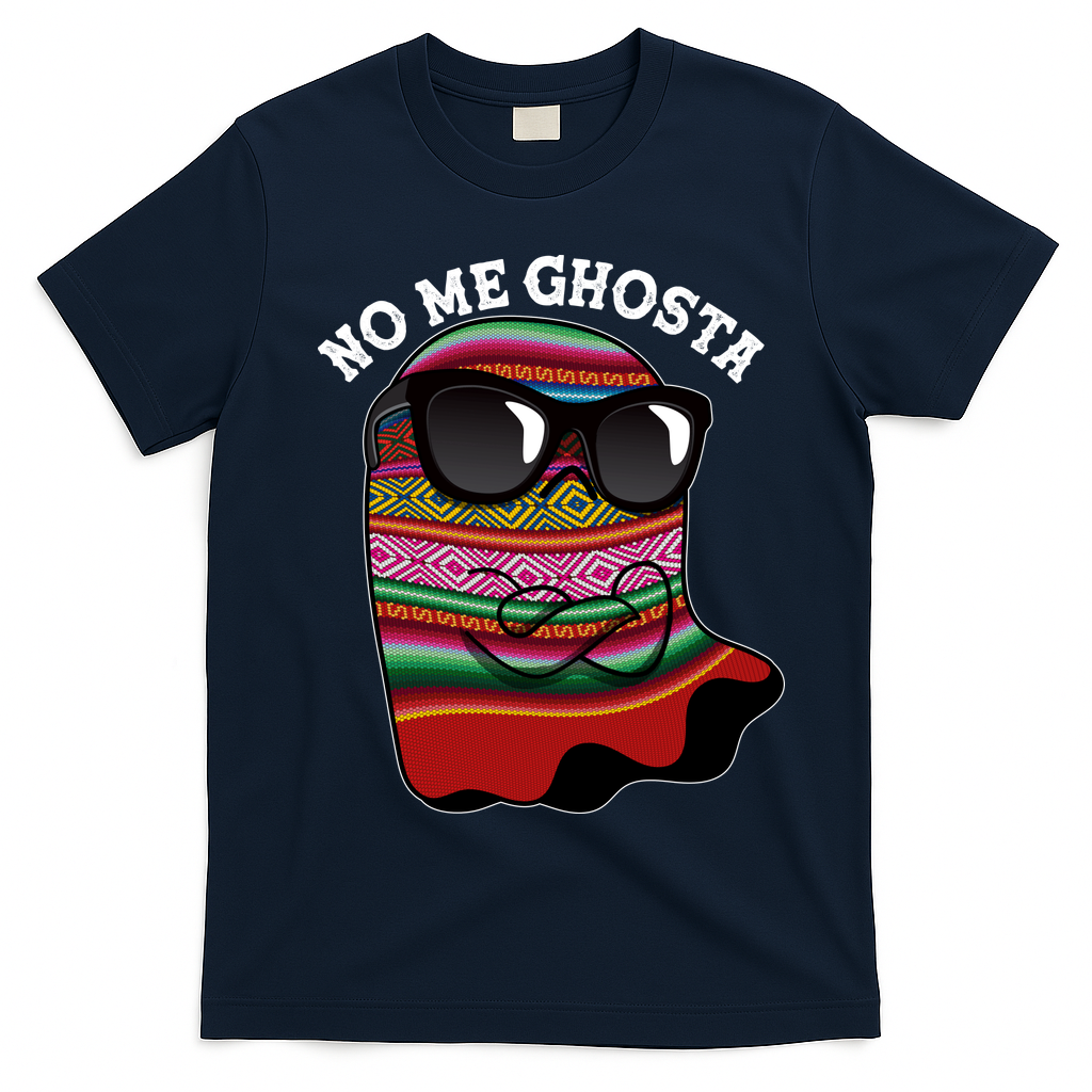 Funny Mexican No Me Ghosta Halloween Ghost T-Shirt - Navy Blue