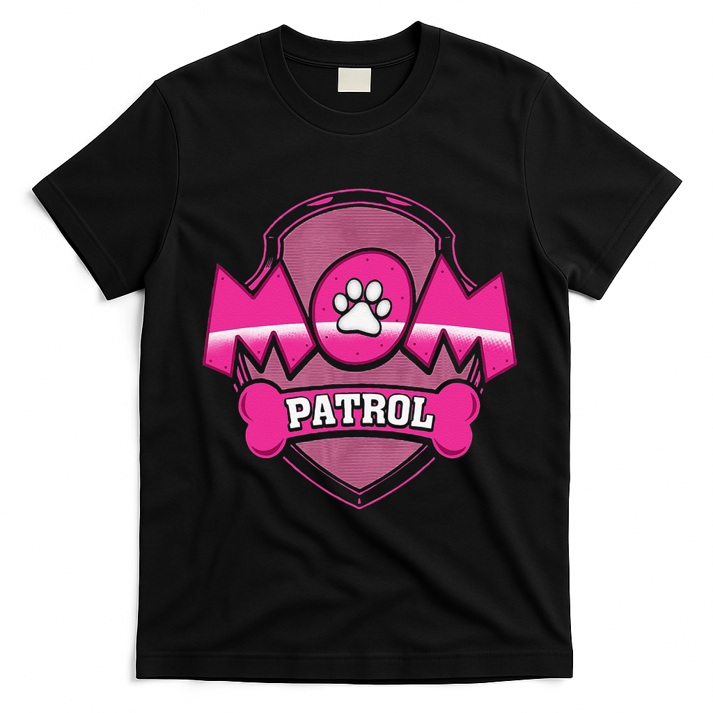 Funny Mom Patrol Dog Puppy Mom Patrol T T-Shirt - Black
