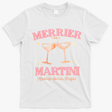 Funny Merrier With A Martini Bachelorette Merry Christmas Gift T-Shirt - White