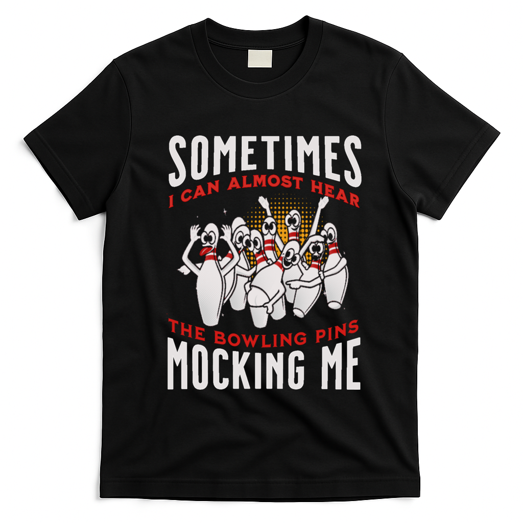Funny Novelty Almost Hear Pins Mocking Me Ten Pin Bowling Great Gift T-Shirt - Black