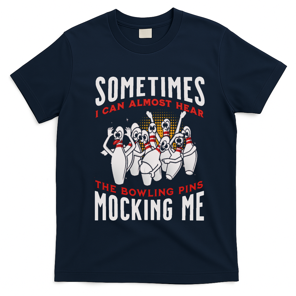 Funny Novelty Almost Hear Pins Mocking Me Ten Pin Bowling Great Gift T-Shirt - Navy Blue