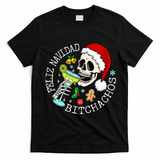 Feliz Navidad Bitchachos Funny Skull Spanish T-Shirt - Black