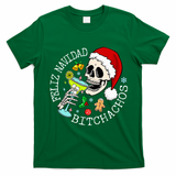 Feliz Navidad Bitchachos Funny Skull Spanish T-Shirt - Irish Green