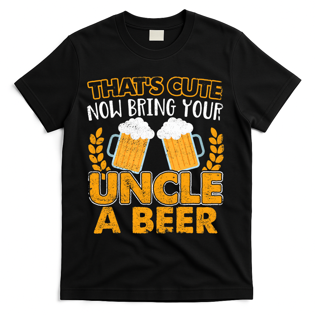 Funny Now Bring Your Uncle A Beer Design T-Shirt - Black