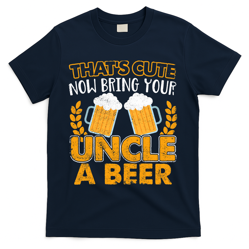 Funny Now Bring Your Uncle A Beer Design T-Shirt - Navy