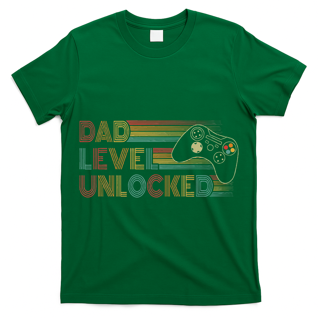 Funny New Dad Dad Level Unlocked Gaming T-Shirt