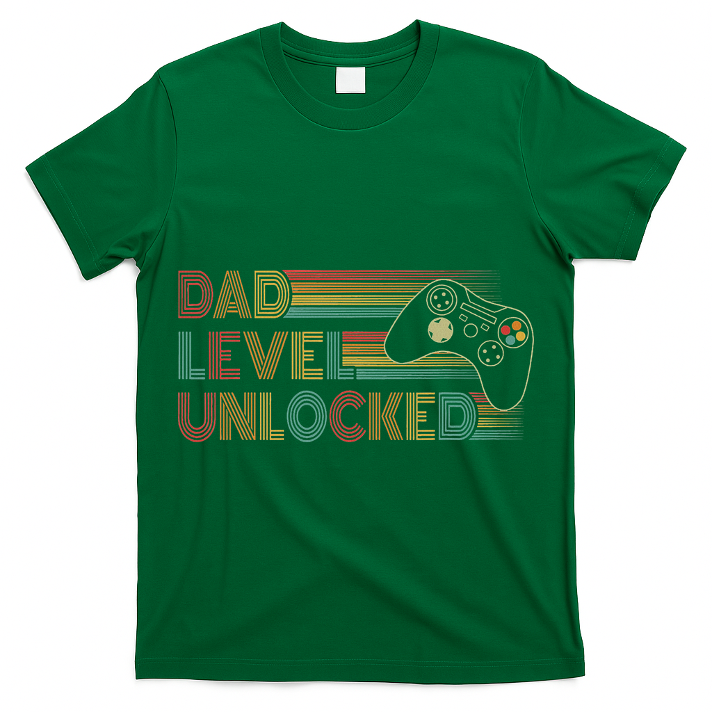 Funny New Dad Dad Level Unlocked Gaming Gamer Dad T-Shirt