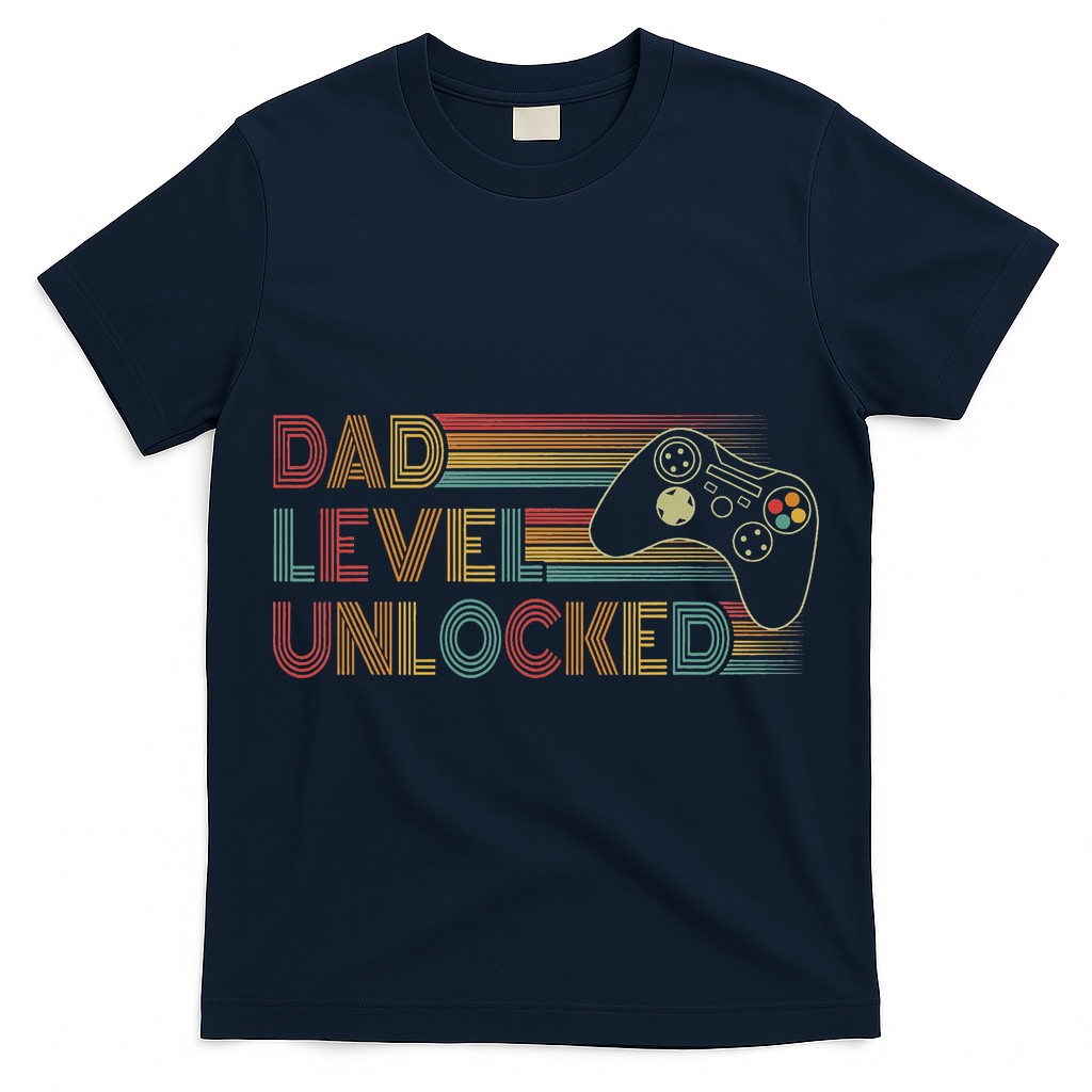 Funny New Dad Dad Level Unlocked Gaming Gamer Dad T-Shirt