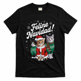 Feline Navidad Funny Cat Christmas Holiday Xmas Santa Hat T-Shirt