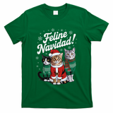 Feline Navidad Funny Cat Christmas Holiday Xmas Santa Hat T-Shirt
