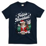 Feline Navidad Funny Cat Christmas Holiday Xmas Santa Hat T-Shirt