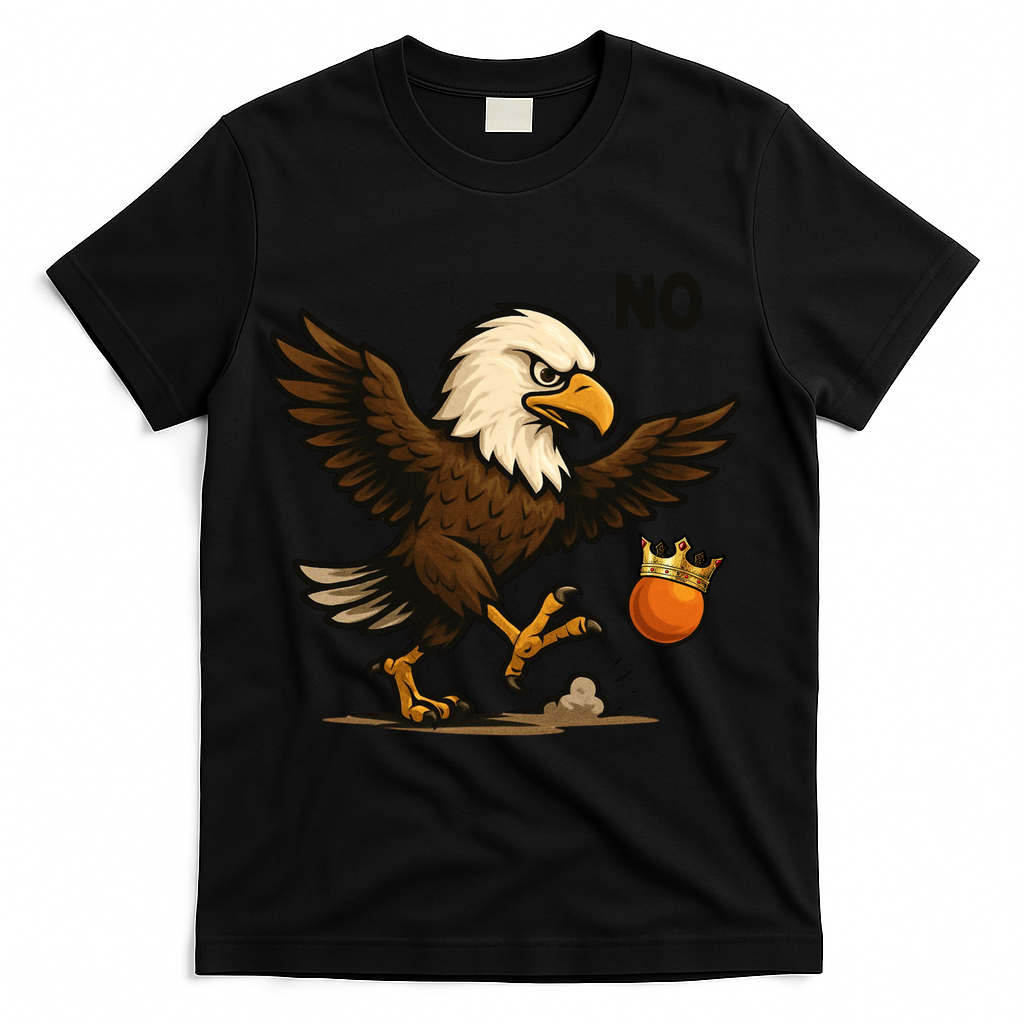 Funny No Kings In America Eagle T-Shirt - Black