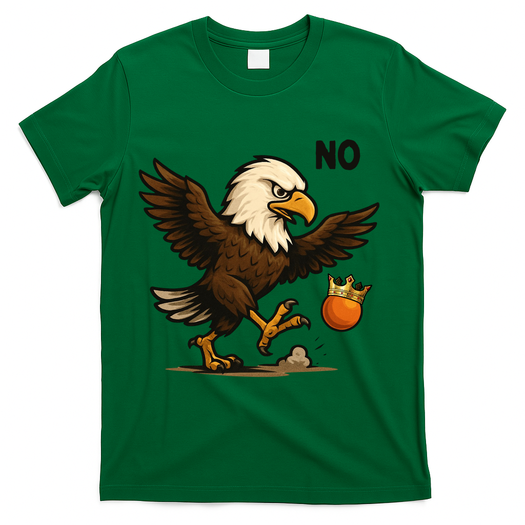 Funny No Kings In America Eagle T-Shirt - Green