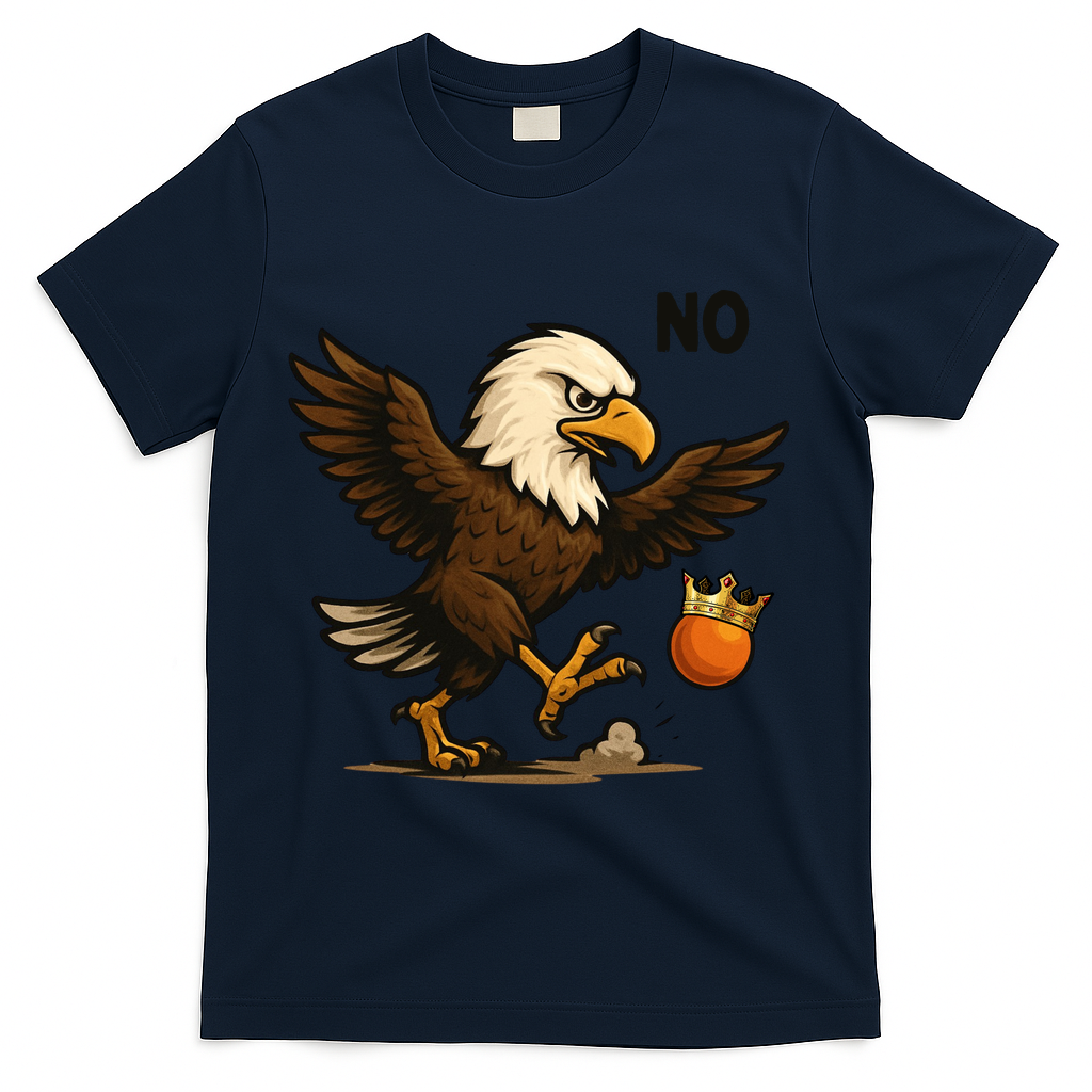 Funny No Kings In America Eagle T-Shirt - Navy