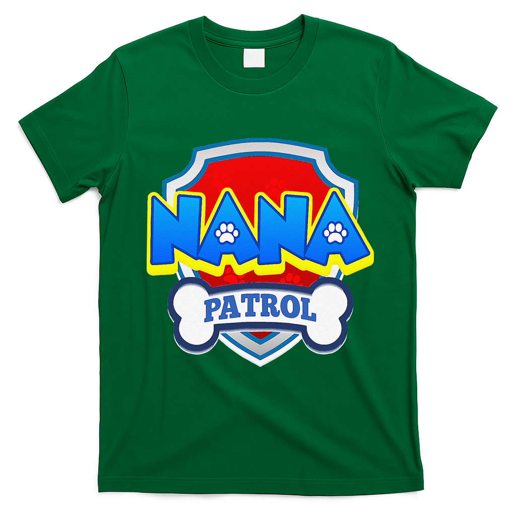 Funny Nana Patrol Dog Funny Gift Birthday Party T-Shirt - Irish Green