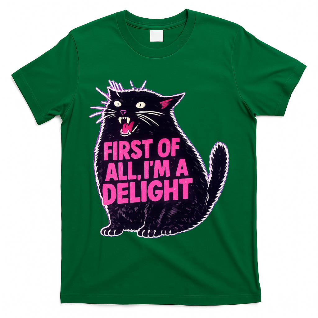First Of All I'm A Delight Roaring Black Cat T-Shirt