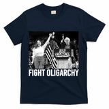 Fight Oligarchy Bernie Sanders And AOC Freedom US Anti Trump  T-Shirt - Navy