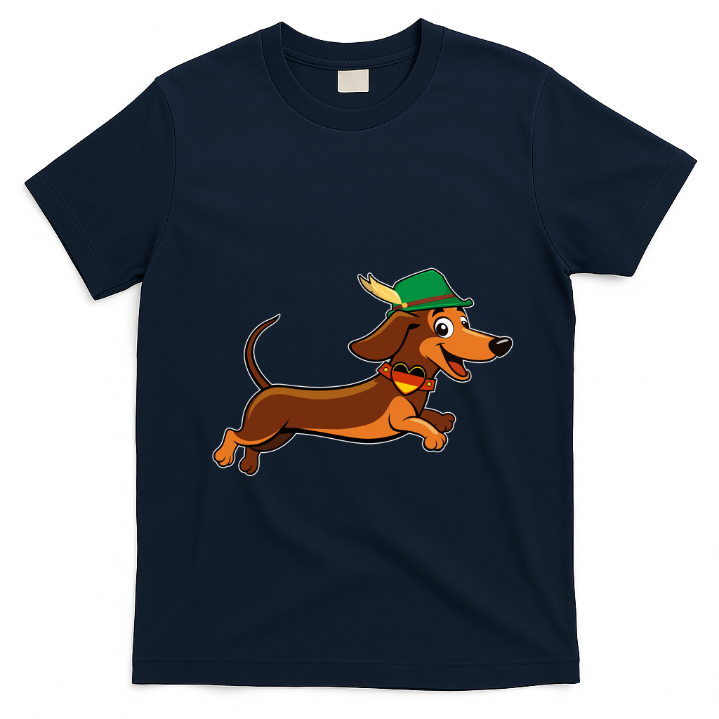 Funny Oktoberfest Dachshund T-Shirt - Navy Blue