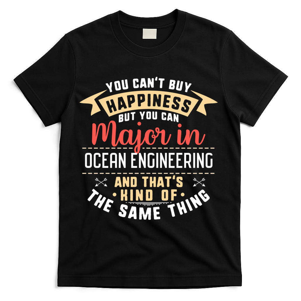 Funny Ocean Engineering Major Studengift Graduation Gift T-Shirt - Black