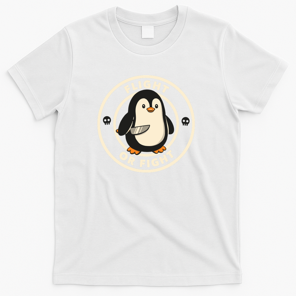 Flight or Fight Funny Penguin by Tobe Fonseca - White