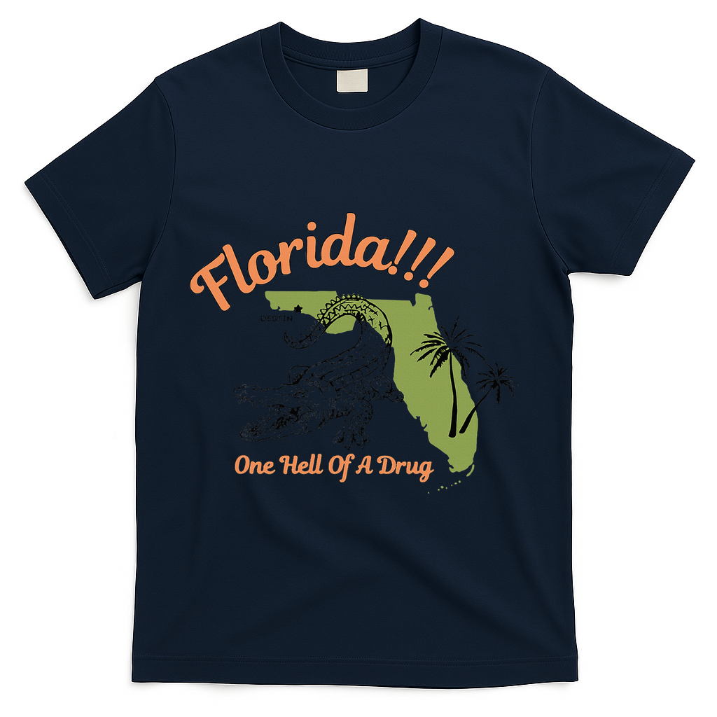 Florida One Hell Of A Drug Funny Summer Beach T-Shirt - Navy