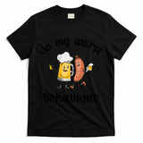 Funny Oktoberfest On My Wurst Behaviour Beer Hot Dog Drinking Team T-Shirt - Black