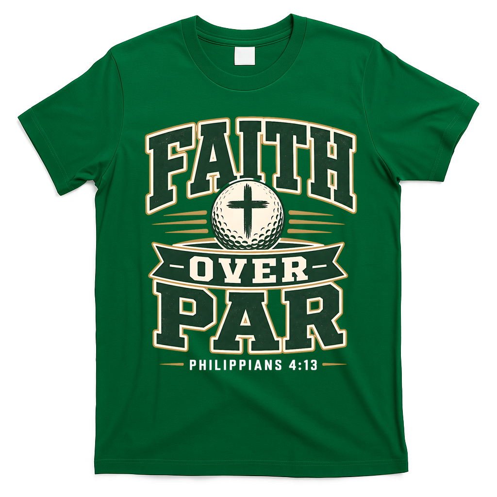 Faith Over Par Golf Inspired Funny Christian Golfers T-Shirt - Irish Green