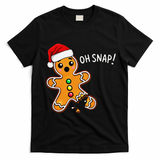 Funny Oh Snap Christmas Gingerbread With Santa Hat T-Shirt - Black