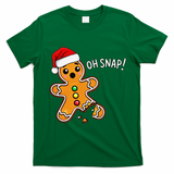 Funny Oh Snap Christmas Gingerbread With Santa Hat T-Shirt - Irish Green
