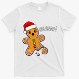 Funny Oh Snap Christmas Gingerbread With Santa Hat T-Shirt - White