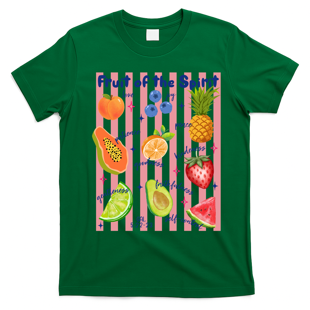 Fruit Of The Spirit Christian Faith Striped T-Shirt - Irish Green