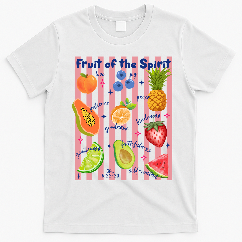 Fruit Of The Spirit Christian Faith Striped T-Shirt - White