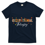 Funny Occupational Therapy Pumpkin Autumn Tree Fall Leaves T-Shirt - Navy
