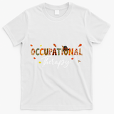 Funny Occupational Therapy Pumpkin Autumn Tree Fall Leaves T-Shirt - White