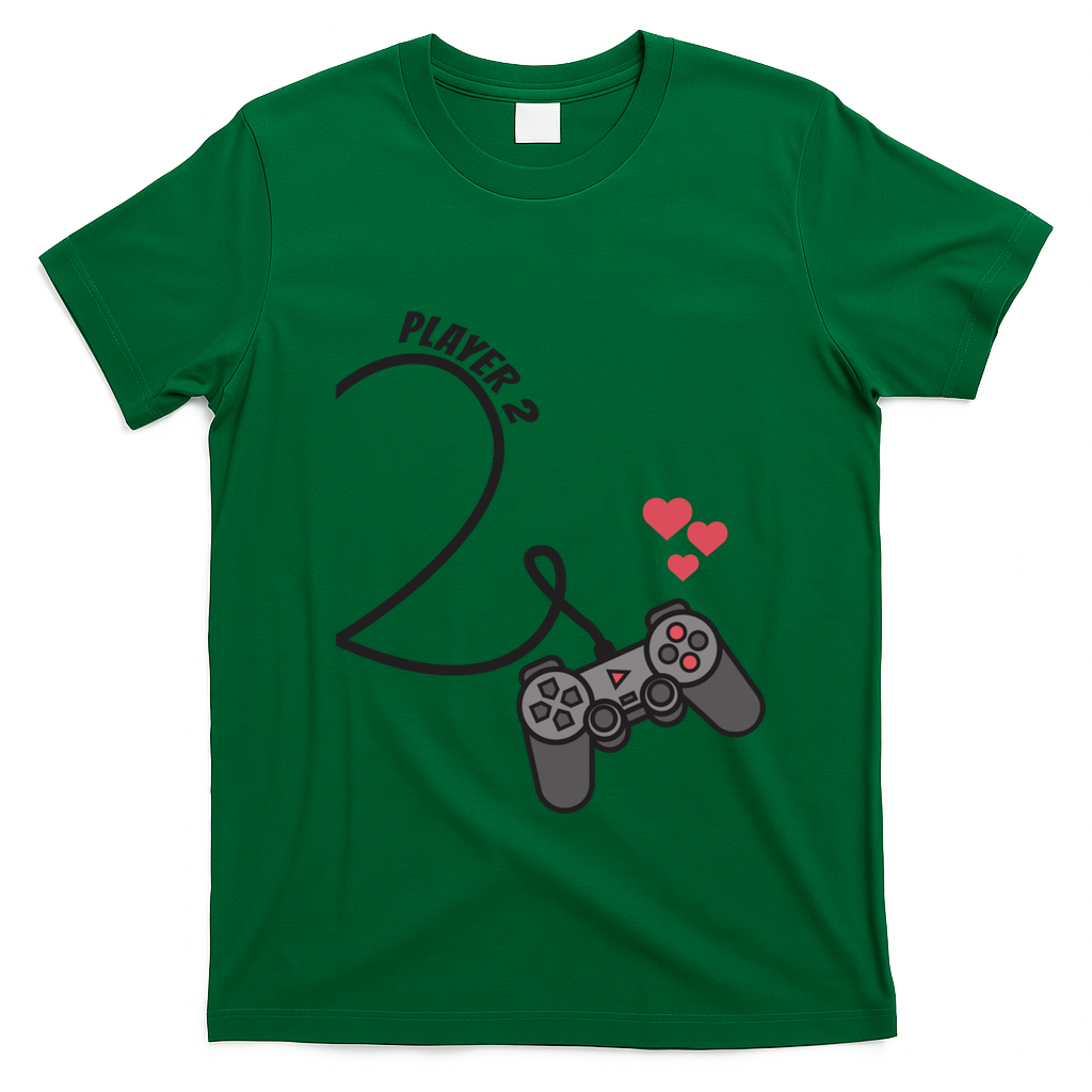 Funny Player 1 Player 2 Matching Gamer Couple Him Her Funny Gift T-Shirt - Irish Green