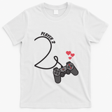Funny Player 1 Player 2 Matching Gamer Couple Him Her Funny Gift T-Shirt - White