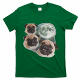 Funny Pug 3 Pug Moon Dog Lovers Three Space Canines T-Shirt - Irish Green