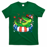 Funny Patriotic 4th Of July Alligator Crocodile Pool Float Tube T-Shirt - Green