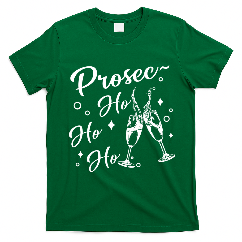 Funny Presecco Christmas Vacation Retro Prosec Ho Ho Ho T-Shirt - Irish Green