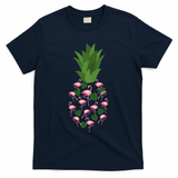 Flamingo Pineapple Cute Fun Summer T-Shirt - Navy