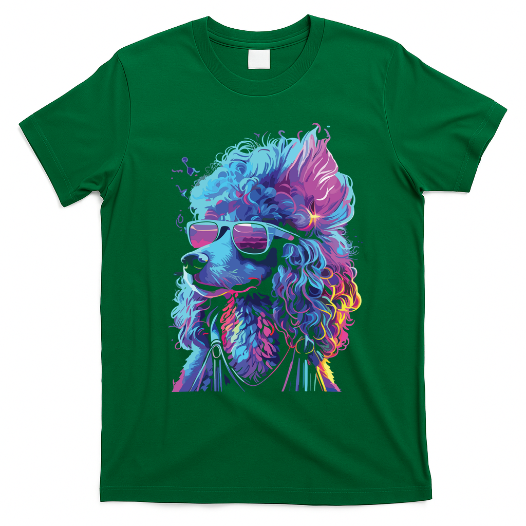 Funny Poodle Colorful Poodle Wearing Sunglasses T-Shirt - Irish Green