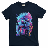 Funny Poodle Colorful Poodle Wearing Sunglasses T-Shirt - Navy Blue