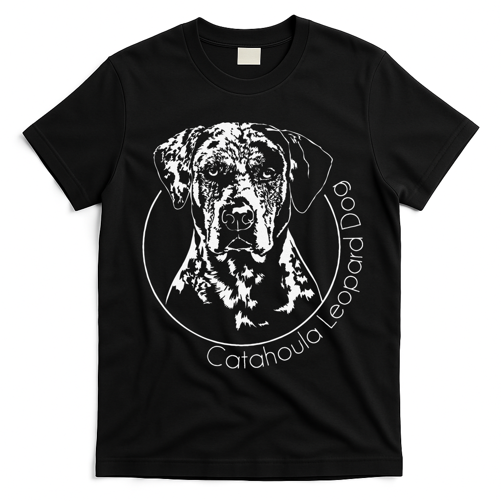 Funny Proud Catahoula Leopard Dog Portrait Gift Present T-Shirt - Black