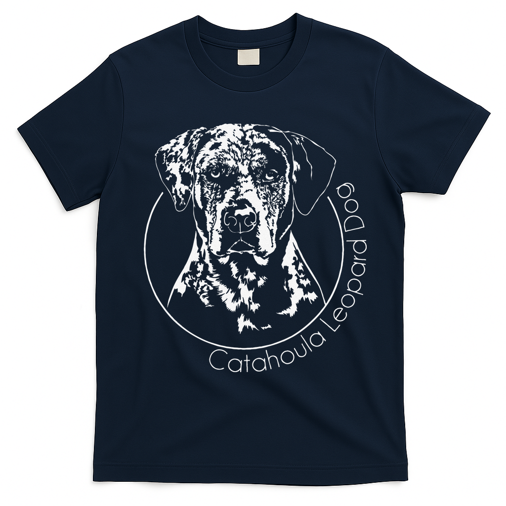 Funny Proud Catahoula Leopard Dog Portrait Gift Present T-Shirt - Navy Blue