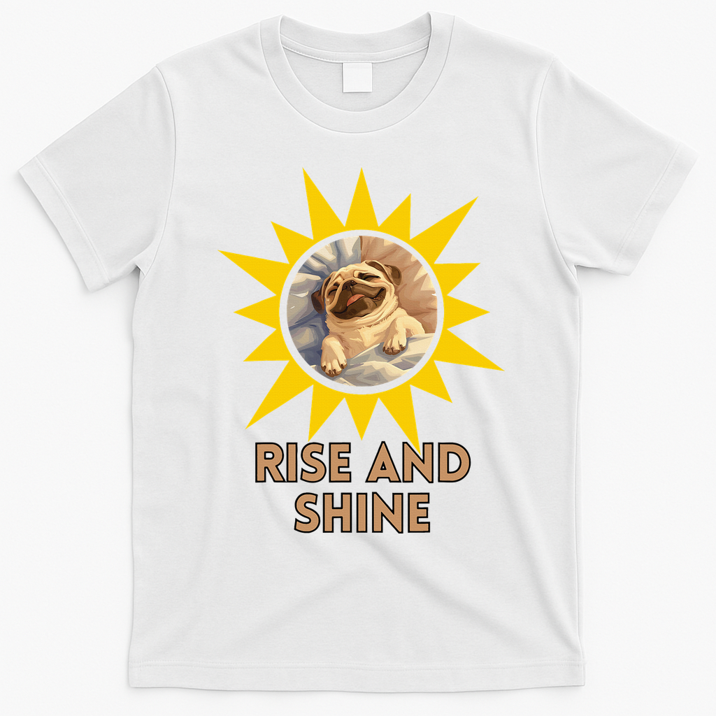 Funny Pug Dog Rise And Shine T-Shirt - White