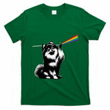 Funny Pomeranian Dog Rock Music Rainbow Fun Dark Side Moon T-Shirt - Irish Green
