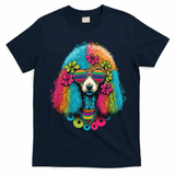 Funny Poodle Dog Miniature Poodle Toy Poodle Hippie T-Shirt - Navy Blue