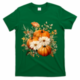 Fall Pumpkin Floral Holiday T-Shirt - Green