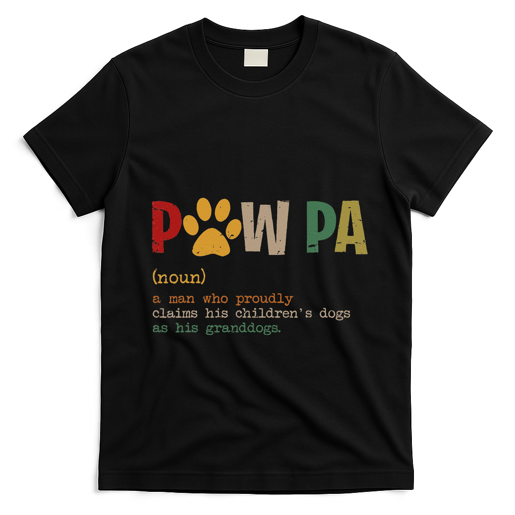 Funny Pawpa Grand Paw Grandpa Dog Dad Definition Fathers Day T-Shirt - Black